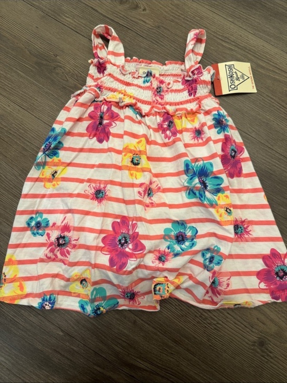 🆕 OshKosh B'gosh Stripe & Floral Dress with Bloomers. 18m. NWT!💗